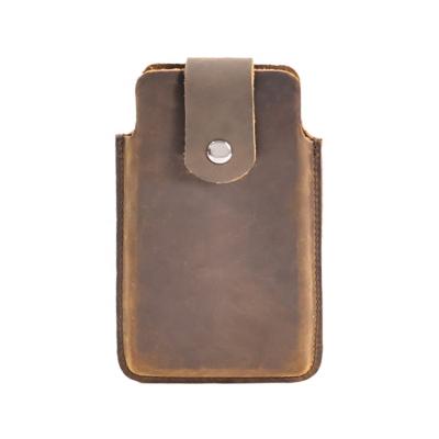 China Anti-Theft Vintage Phone Holster Belt Case Vertical Genuine Leather Phone Pouch Bag Men's Waist Bag Phone Cover for iPhone Samsung for sale