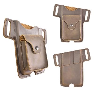 China Anti-Theft Mobile Phone Pouch Bag 6.7inch Casual Cell Phone Belt Bag Case Waist Fanny Packs Wholesale Genuine Leather for Men Pillow Unisex for sale