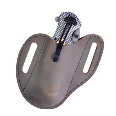 China Vintage Genuine Leather Folding Knife Waist Belt Case Holder Outdoor Tools Holder Pocket Knife Sheath Hunting Camp Carry Equipment for sale