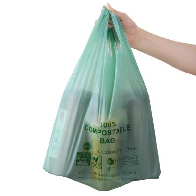 China 100% Biodegradable and Compostable Convenient Portable Food Vest Bags Biodegradable Biomaterials Made Eco-Friendly Vest Bags for sale