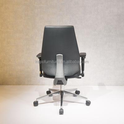 China New PU Swivel Adjustable Black Leather Office Chair Mid-Back Ergonomic Personal Computer Desk Office Chair (Height) for sale