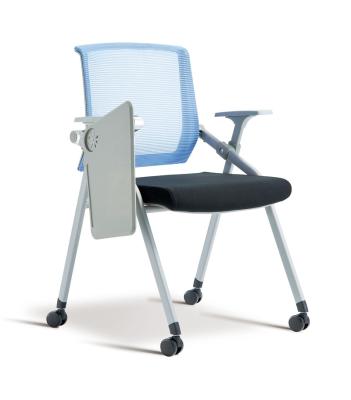 China Foldable Modern Mesh Design Folding Meeting Chair Student Swivel Chair With Notebook Training Chair for sale