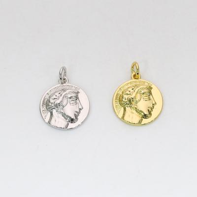 China Tasty BOHEMIA 18K Gold Plating The Hero Image On Round Coin Pendant For Jewelry Making Charms for sale