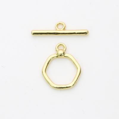 China High Quality Spacer Bead 18K Gold Plated Unique Design Hexagon Toggle Clasp For Bracelet &Necklace Jewelry Making for sale