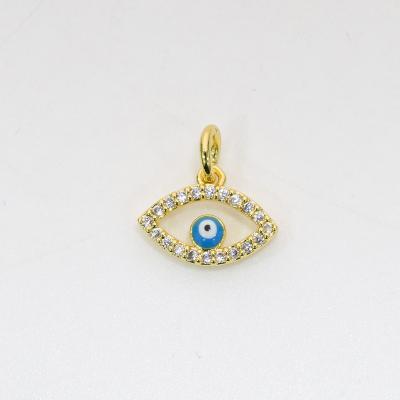 China FASHIONABLE New Design Tasty CZ Micro Pave Hollow Blue Eyes Enamel Charm Oil Drop Pendant For Diy Jewelry Findings for sale