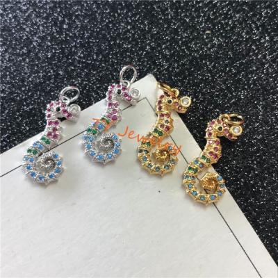 China Cute New Design Clear CZ Micro Pave Sea Dragon Charms Pendant For DIY Jewelry for sale