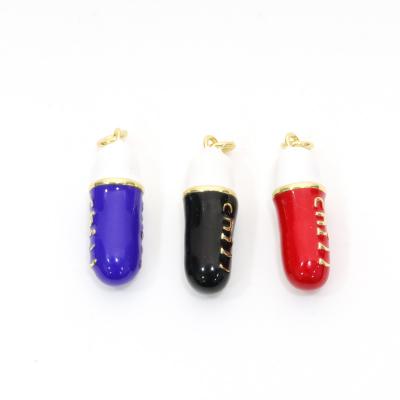 China TRENDY brass gold with enamel medicine pill charm for necklace jewelry for sale