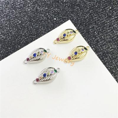 China Cute New Arrival Colorful CZ Micro Pave Cowrie Shell Shape Connector For Jewelry Making for sale