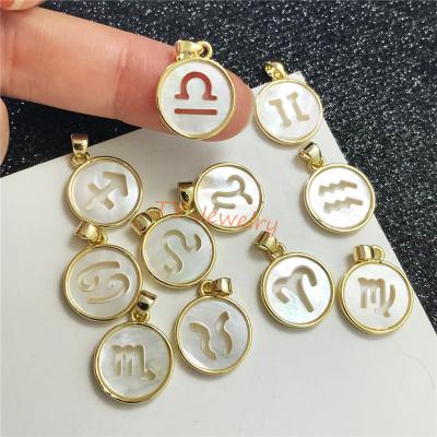 China CLASSIC New Design Natural Shell Lucky Sign The Round Shape Pendant Charm For Jewelry Customized for sale