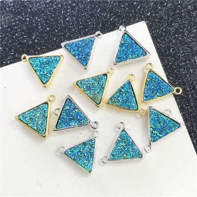 China CLASSIC synthetic opal plating blue triangle connector charm, good quality colorful synthetic opal jewelry, fashion jewelry component for sale