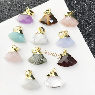 China CLASSIC Elegant Multicolor Natural Stone Fan Shape Pendant Charm For DIY Customized Jewelry For Choker For Earring for sale