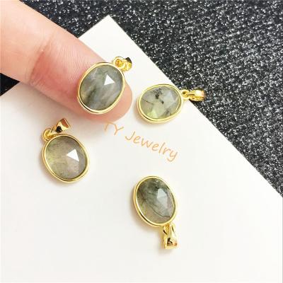 China Precious stone oval pendant labradorite semi loop pendant charm for DIY jewelry for choker for earring for sale