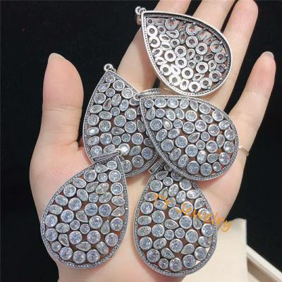 China New Arrival CLASSIC Clear CZ Micro Pave Antique Silver Color Water Droplets Shape Pendant For Jewelry Making for sale