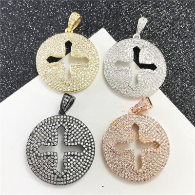 China FASHIONABLE Wholesale Zircon Hollow Out Cross Pendant Shape For Jewelry Bracelet Making for sale