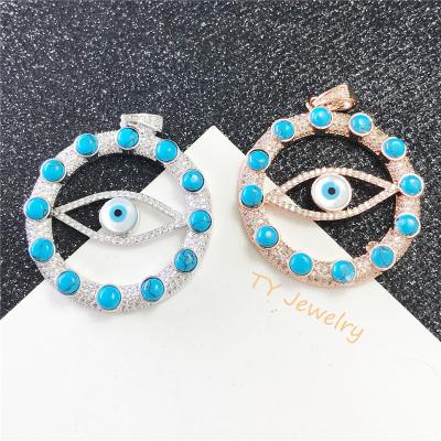 China New Stunning TRENDY Fashion The Exquisite Blue Eye Round Shape Of Symbol Charm Pendant Accessories For Jewelry Bracelet Making for sale