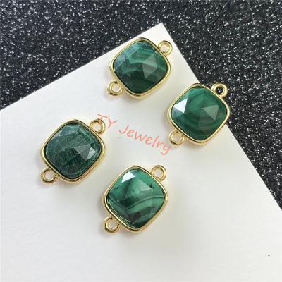 China 100% Natural Malachite Connector Stone Charm, Gemstone Bracele/Necklace Charms for sale