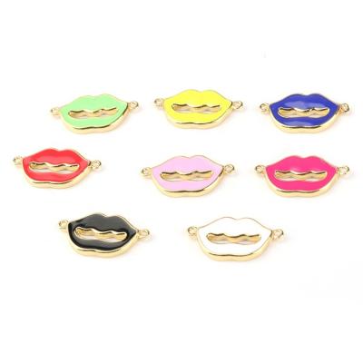 China New Design Romantic Colorful Enamel Sexy Lips Charm Connector For DIY Bracelet Necklace Jewelry Making for sale