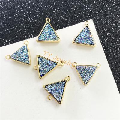 China CLASSIC Wholesale Custom Created Synthetic Opal Pendant Triangle Connector Charm For Jewelry Making for sale