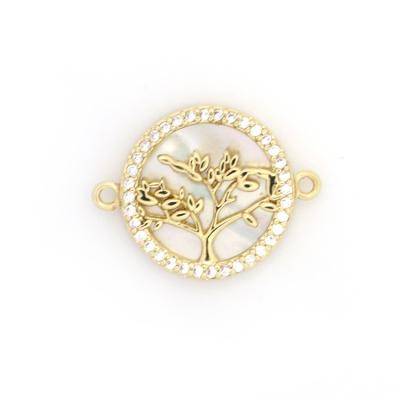 China Trendy Pated 18K Gold Charm Connector Tree Of Life For Neclace Designer for sale