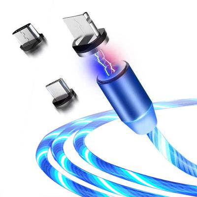 China Mobile Phone Types 2022 New Product Hot Wholesale LED Light Magnetic Charging Cable Mobile Phone Fast Micro USB Cable Charger Data Cable Line for sale