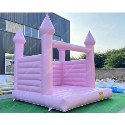 China Amusement Park/Plaza Party/Family/Mall/Commercial PVC Material Bouncy Bouncy White Pastel Pink Bouncy Castle Bounce House Social Center For Kids Adults Party Rental for sale