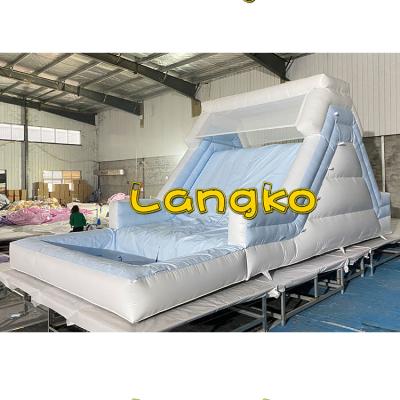 China Amusement park/place party/family/mall/social center outside bounce pastel white house water slide custom rental floating inflatable waterslide for kids for sale