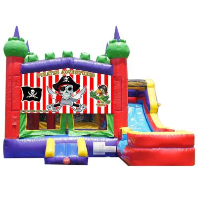 China Amusement park/party place/family/shopping mall/wet dry inflatable pirate waterslide bounce house sale social center for kids for sale