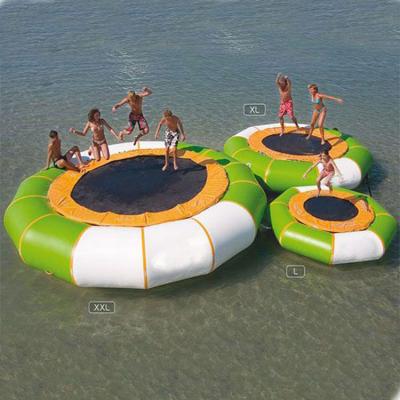 China Amusement park/party place/family/shopping mall/inflatable community center jumping platform air floating trampoline with electric compressor for sale