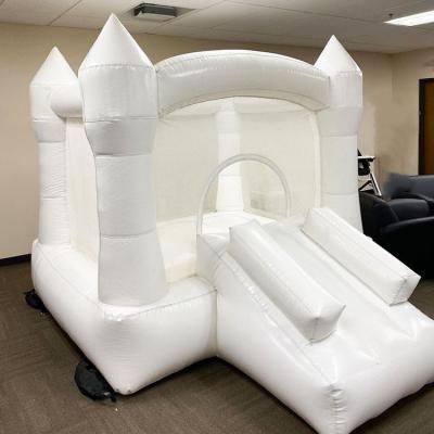 China Amusement park/place party/family/shopping mall/white inflatable moonwalk bouncy jumper mini castle social center commercial white bounce house for kids adults for sale