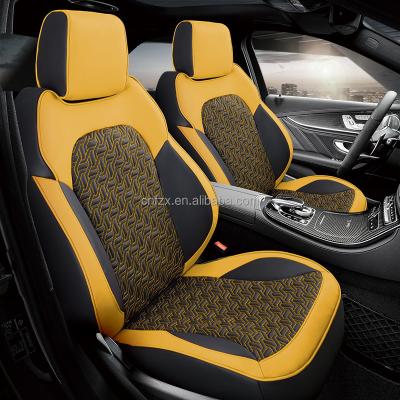 China Luxury High Quality Leather Car Seat Cover For Special Car Yellow Car Model Auto Seat Cover With Headrest for sale