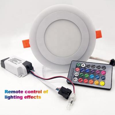 China Modern Multi Color Round Led Panel Light RGB Remote Control Led Color Changing Ceiling Light RGB Indoor Recessed Downlight for sale