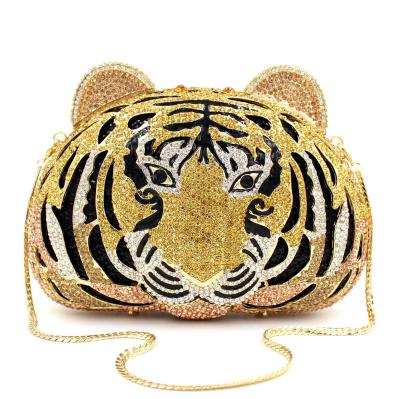 China High quality glitter tiger rhinestone rhinestone clutch bag custom made luxury evening for fashion ladies for sale