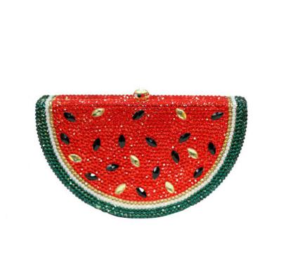 China High quality glitter watermelon design rhinestone evening clutch bag custom made fancy clutch for ladies for sale