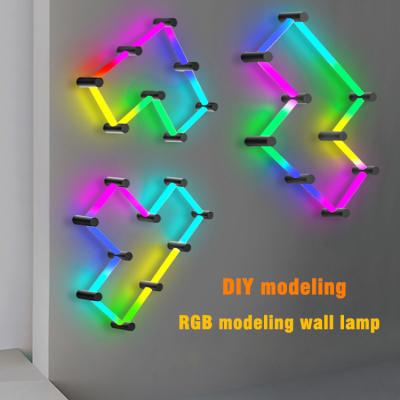 China Indoor Decoration Various Atmosphere T8 RGB Tube Light Hotel Customized Modeling Splicing Wall Lamp for sale