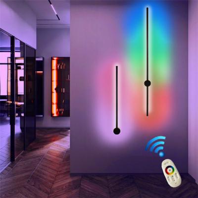 China Simplicity Modern Nordic Modern Bedroom Lighting RGB Color Changing Smart Remote Dimmable Bar Led Decorative Wall Lamp for sale