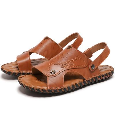 China Insulative Men's Fashion Casual Sandals Beach Shoes Soft Unique Genuine Leather Quick Drying Men Indoor Outdoor Slippers Sandal for sale