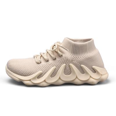 China Breathable yeezy fashion school running shoes children girls boys lace up 2021 sports sneaker sock shoes kids shoes for sale