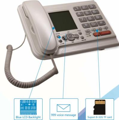 China Break Rope Wire Recording Telephone With TF Card Land Line Telephone Set for sale