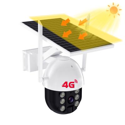 China Built-in Siren 365 Days Online 24 Hours Motion Detection 15W Solar Panel Power 4G PTZ Continuous Recording CCTV Camera for sale