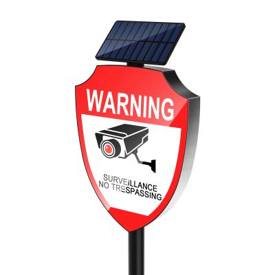 China Custom 2-in-1 Home Security Warning CCTV Security CCTV Warning Sign with Solar LED Light for sale