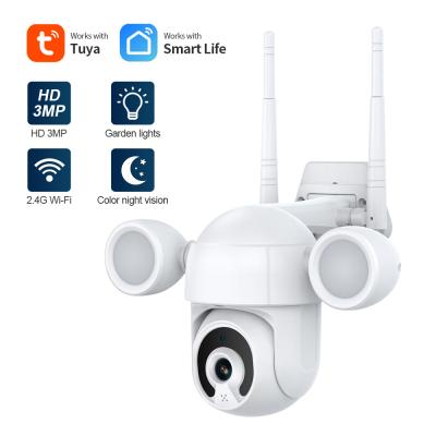 China Built-in IP Camera Outdoor Siren 3MP HD Tuya WIFI PTZ CCTV Motion Activated Camera Security With Two Way Audio Spotlight CCTV Camera for sale