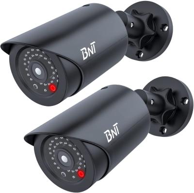 China (2 pack, black) vandal proof dummy security camera, with red LED light at night, for indoor/outdoor home and business security for sale