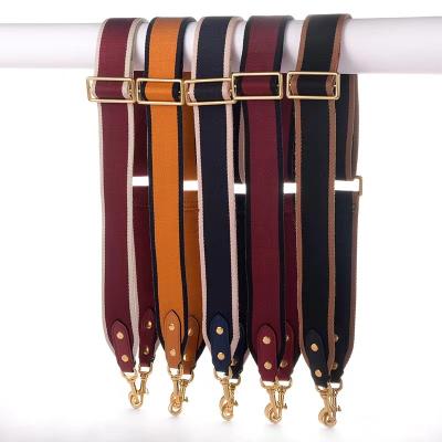 China Canvas Bag Accessories Wider Diagonal Straddle Single Shoulder Bag Chain Strap Crash Color Stripe Weave Canvas Strap for sale