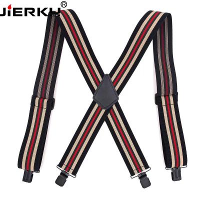 China Elastic+ Metal Clip X Shape Black Fashion 5 cm Four Metal Clips Suspenders For Men for sale
