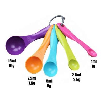 China 5pcs Plastic Set Measuring Tools Set Colorful Plastic Tea Spoon Tea Scoopers for sale