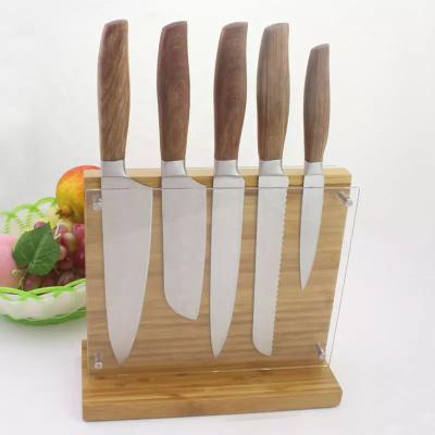 China Sustainable Hot Selling Magnetic Knife Holder Double Sides Bamboo Knife Block For Kitchen for sale