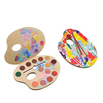 China Environmental friendly and reuse circle painting style palette makeup packaging 16 color eyeshadow wholesale empty round palette for sale