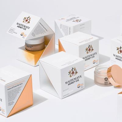 China Recyclable Paper Packaging Transparent Round Cube Jar Can Packaging Box For Cosmetic Serum Cream for sale