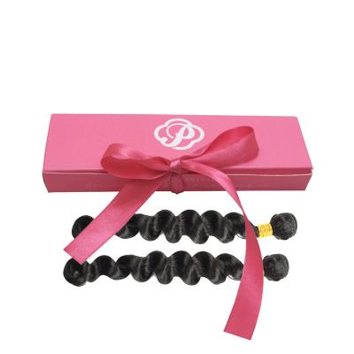 China Long Handmade Black Cuticle Aligned Hair Accessories Box Braiding Bundle Hair Packing Box With Logo And Ribbon for sale