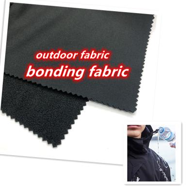 China Waterproof 100D Woven Four Way 4 Stretch Bonded Soft Fleece And TPU Shell Fabric For Outdoor Apparel for sale